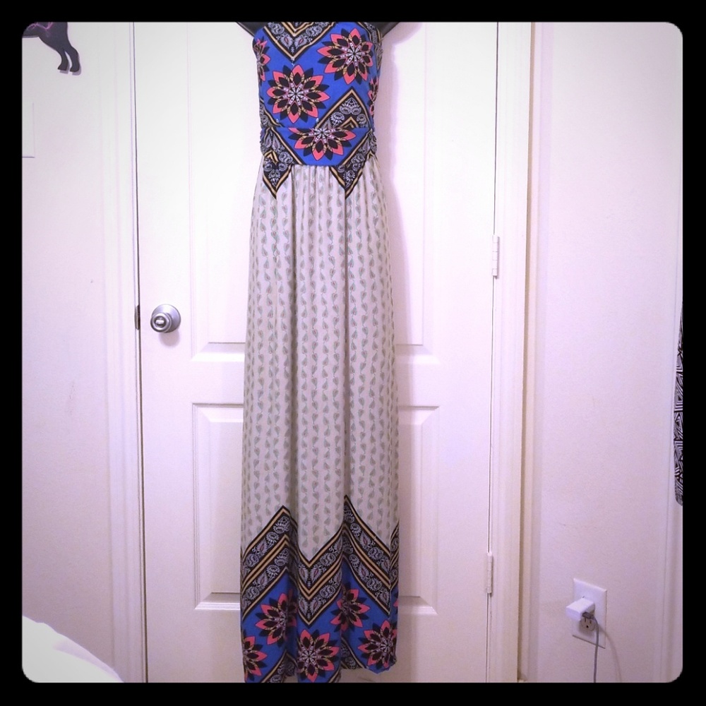 NWT boutique strapless boho maxi dress sz l